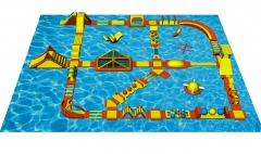 Water Obstacle Course Inflatables Water Park Floating Island Inflatable Combo Climbing Slide Water Game