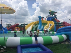 Outdoor Inflatable Water Park On Land For Theme Park