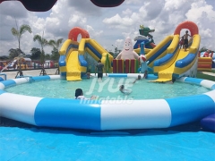 Outdoor Inflatable Water Park On Land For Theme Park