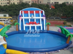 Water Park Games On Land Inflatable Water Pool Park Slide