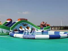 15m Dia. Outdoor Pool Kids N Adults Inflatable Water Theme Park