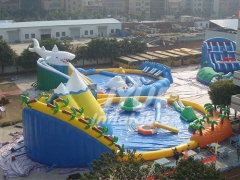 Giant Shark Kids N Adults Backyard Inflatable Water Park On Land