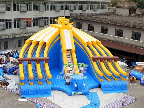 0.55mm PVC Tarpaulin SpongeBob Slide With Pool Inflatable Water Slide Into Pool