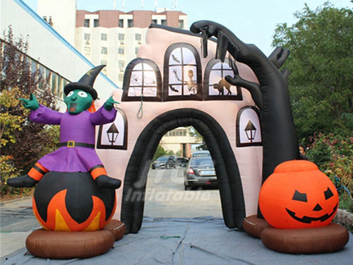 Halloween Inflatable Pumpkin And Devil Arch Entrance For Shopping Mall Decoration