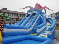 Commercial Amusement Park Inflatable Pool Water Slider , Frog Inflatable Water Slides With Pool