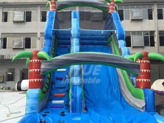 Commercial Use Durable PVC Tarpaulin Inflatable Tropical Palm Tree Water Splash Slide With Pool
