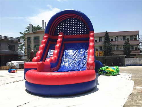 Blue And Red Commercial Inflatable Slide With Pool With Logo Printing