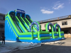 Commercial Large Outdoor Three Lane Inflatable Super Slide With Air Blower