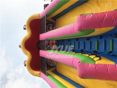 Pink Colorful Inflatable Rainbow Mickey Mouse Slides With Air Blower