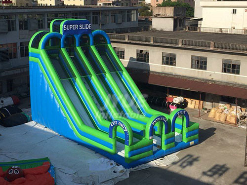 Commercial Large Outdoor Three Lane Inflatable Super Slide With Air Blower