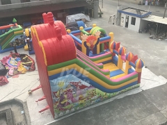 Pink Colorful Inflatable Rainbow Mickey Mouse Slides With Air Blower