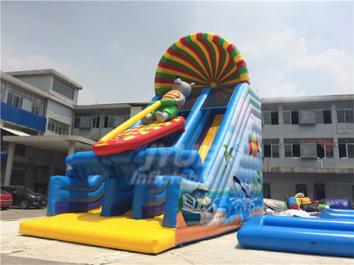 Safe PVC Tarpaulin Cartoon Inflatable Water Slide Dry Slide For Adults Or Kids Party Or Rental Business