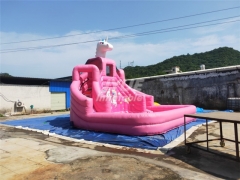 Unicorn Bounce Land Double Water Slide With Splash Pool