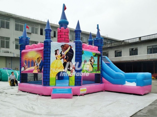 Hot Sale Bouncy House Beauty and the Beast theme inflatable bouncer slide combo