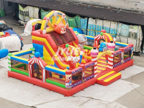 New Design clown Giant Inflatable Fun City With Obstacles For Sale,Commercial Inflatable Bouncer Slide Playground