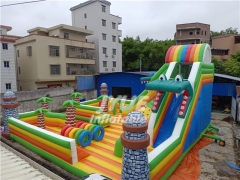 High Quality Cartoon Fun City Jumping Castle Inflatable Playground With Slide For Sale