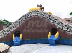 Commercial water play equipment mobile land inflatable ground water park with large pool slide for adults