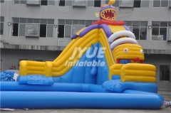 Commercial grade aqua park water slide with pool giant inflatable water park for kids and adults