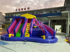 little inflatable water park backyard banzai pool slide inflatable ground water park with air blower