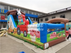 Inflatable Kids Playground With Air Pump Farm Theme Inflatable Dry Slide