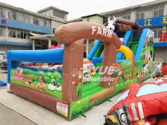 Inflatable Kids Playground With Air Pump Farm Theme Inflatable Dry Slide