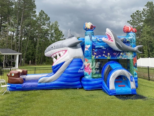 shark bounce house water slide Jyue-IC-040