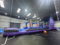 17ft Waterslide Purple Hot Sale Tropical Palm Tree Commercial PVC Marble Kids Party Game Primary Colors Inflatable Water Slide