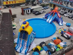Party Rental Inflatable Water Park with Big Pool Inflatable Water Slide Playground for Sale