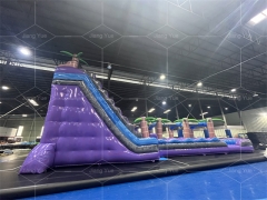 17ft Waterslide Purple Hot Sale Tropical Palm Tree Commercial PVC Marble Kids Party Game Primary Colors Inflatable Water Slide