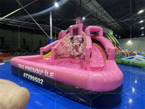 Customized Mickey Mouse Inflatable Water Slide for Kids Backyard Commercial Pvc Cartoon Inflatable Slide