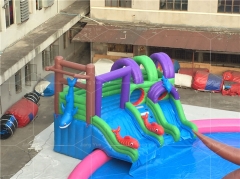 Giant portable outdoor swimming pool amusement equipment inflatable theme water park with slide for land