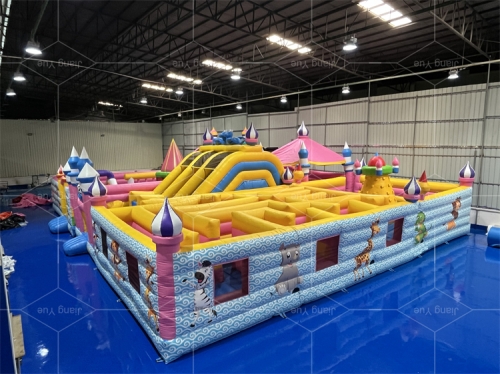 Custom Large Outdoor Inflatable Adventure Cartoon Theme Park For Sale