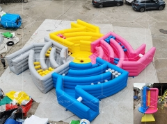 Outdoor 4 Player PVC Dizzy X Maze Pipe Game Labyrinth Wipeout Inflatable Obstacle Course