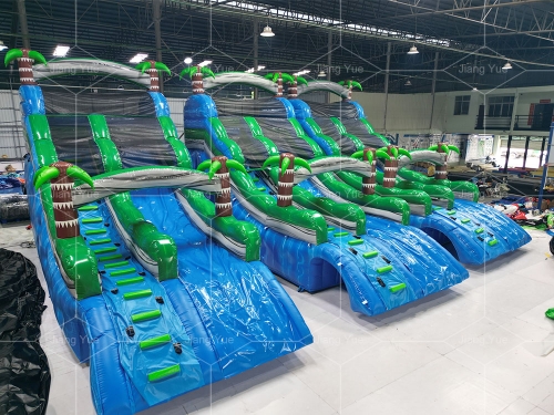 Hot Sell Commercial Tropical Falls Palm Tree Shore Inflatable Water Slide For Pool
