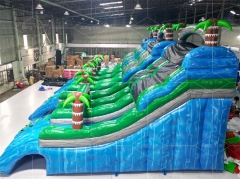 Hot Sell Commercial Tropical Falls Palm Tree Shore Inflatable Water Slide For Pool