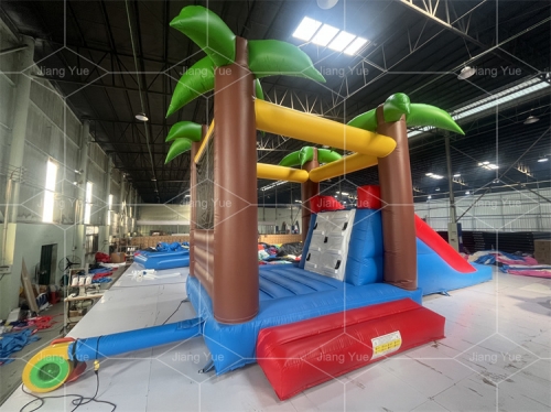 Tropical Palm Trees Inflatable Castle Hot Sale Bounce House Outdoor Fun Bouncy Castle for Party Rentals
