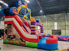 Funcity Ferris Wheel Inflatable Bouncy Castles Circus Clown Castle with Slide Combo for Kids Fun Playgrounds