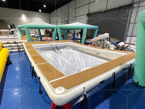 Portable Drop Stitch Floating Inflatable Swimming Pool Yacht Sea Pool with Net for Boats