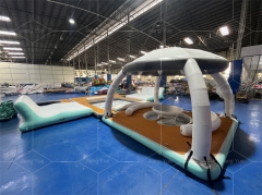 Custom Summer Relaxing Tent Inflatable Sofa Lake Lounger Floating Cabanas Floating Dock Platform Aqua Party Bana for Sale